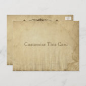 汚れたアンティークの染み付いた白紙 - 素朴なDIY ポストカード (正面/裏面)