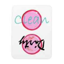 汚れたクリーンなピンク色のプレート食洗機磁石