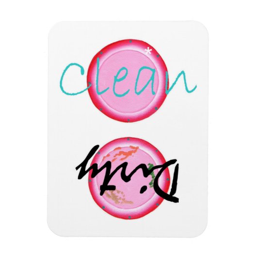 汚れたクリーンなピンク色のプレート食洗機磁石 マグネット (縦)