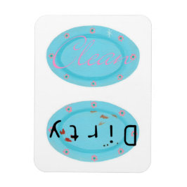 汚れたクリーンな青いプレート食洗機磁石 マグネット