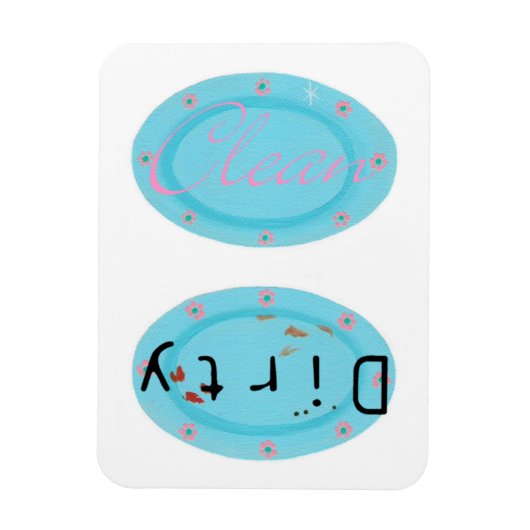 汚れたクリーンな青いプレート食洗機磁石 マグネット (縦)