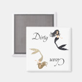 汚れたクリーン食洗機マグネット人魚ブラック金ゴールド マグネット (正面/裏面)