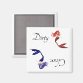 汚れたクリーン食洗機マグネット人魚レッドブルー マグネット (正面/裏面)