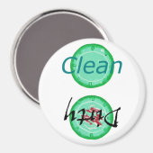 汚れたクリーン食洗機マグネット、緑のプレート マグネット (正面/裏面)