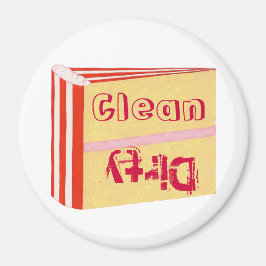 汚れたクリーン食洗機マグネット、赤いホワイトケーキ マグネット