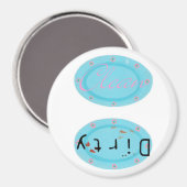 汚れたクリーン食洗機マグネット – 青いプラッタ マグネット (正面/裏面)