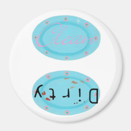 汚れたクリーン食洗機マグネット – 青いプラッタ マグネット