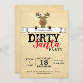 汚れたサンタのクリスマスのギフト交換オフィス 招待状 (正面/裏面)