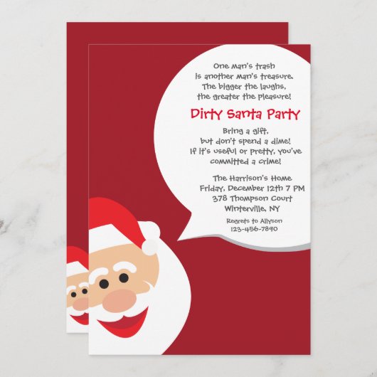 汚れたサンタのクリスマスのパーティの招待状 招待状 (正面/裏面)