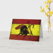 汚れたスペインのな旗の闘牛の挨拶状 カード (黄色い花)