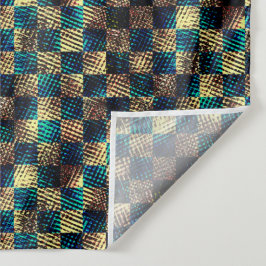 汚れたチェスとスクラッチ効果，青と黄色 タペストリー