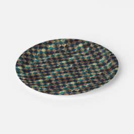 汚れたチェスとスクラッチ効果，青と黄色 ペーパープレート