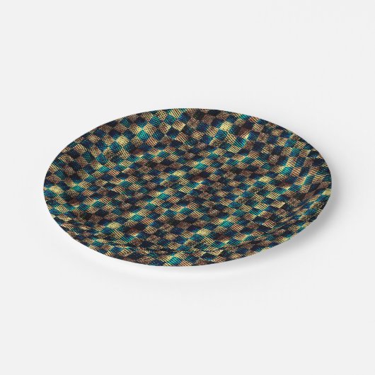 汚れたチェスとスクラッチ効果，青と黄色 ペーパープレート (アングル)