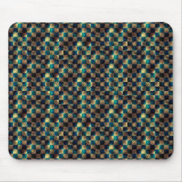 汚れたチェスとスクラッチ効果，青と黄色 マウスパッド