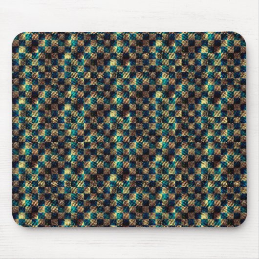 汚れたチェスとスクラッチ効果，青と黄色 マウスパッド (正面)