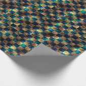 汚れたチェスとスクラッチ効果，青と黄色 ラッピングペーパー (角)