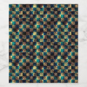 汚れたチェスとスクラッチ効果、黄色と青 ワインラベル (シングルラベル)