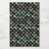 汚れたチェスとスクラッチ効果、黄色と青 ワインラベル (シングルラベル)