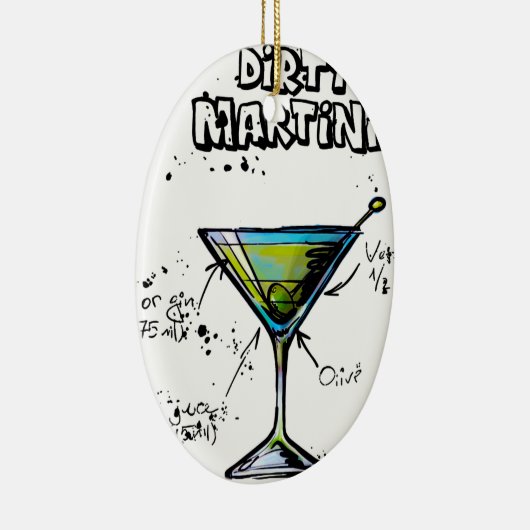 汚れたマルティーニのカクテルのレシピ セラミックオーナメント (右)