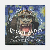 汚れた女性のスポンジ風呂の日付を火曜日に保存 マグネット (正面)