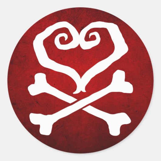 「汚れた愛」ハートとクロスボーン ラウンドシール (正面)