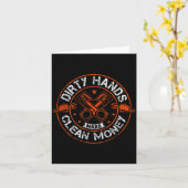 汚れた手が清潔な金を生む面白い整備士のメカニック カード (黄色い花)