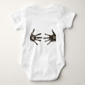 汚れた手のプリントを持つ整備士のパパは支持します ベビーボディスーツ (裏面)