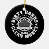 汚れた手はクリーンマネーを作おもしろいる整備士Mechan セラミックオーナメント (正面)