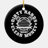 汚れた手はクリーンマネーを作おもしろいる整備士Mechan セラミックオーナメント (裏面)