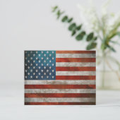汚れた星条旗のヴィンテージ国旗のポストカード ポストカード (スタンド正面)