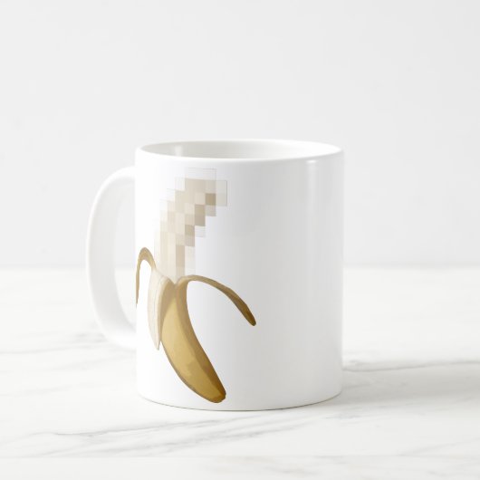 汚れた検閲された皮をむかれたバナナ コーヒーマグカップ (正面左)
