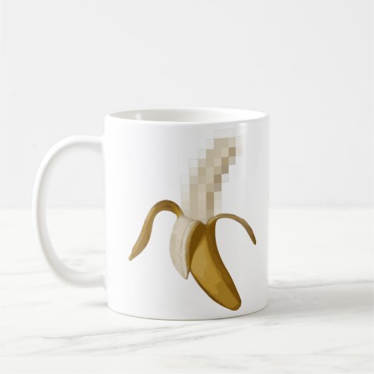 汚れた検閲された皮をむかれたバナナ コーヒーマグカップ (左)