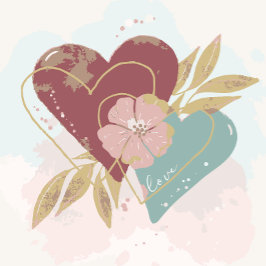 汚れた水の色の愛のハート ラッピングペーパー