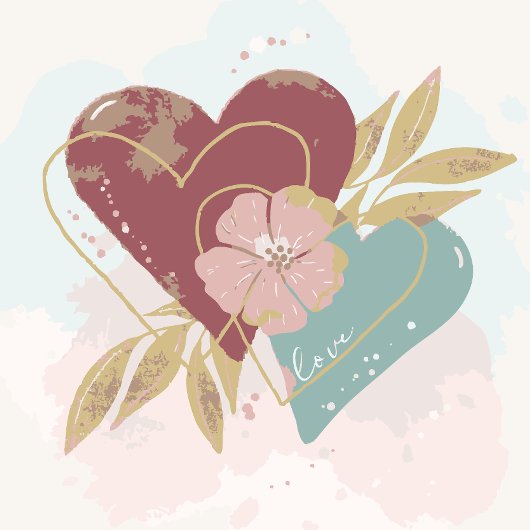 汚れた水の色の愛のハート ラッピングペーパー