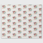 汚れた水の色の愛のハート ラッピングペーパー (フラット)