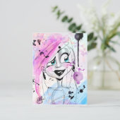 汚れた水彩画の女の子 ポストカード (スタンド正面)