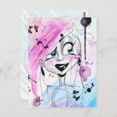 汚れた水彩画の女の子 ポストカード (正面/裏面)