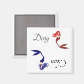 汚れた清潔な食器洗い機のマーメイド磁石 赤 青 マグネット (正面/裏面)