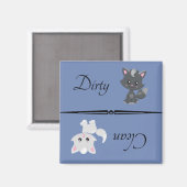 汚れた清潔な食器洗浄機マグネット猫子猫ペット マグネット (正面/裏面)