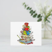 汚れた皿の積み重ね ポストカード (スタンド正面)