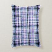 汚れた紫モダンの格子縞 アクセントクッション (正面(垂直))