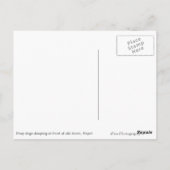 汚れた緑のドアの前の野良犬 ポストカード (裏面)