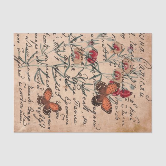 汚れた蝶のヴィンテージ デコパージュ ティッシュ ペーパー (正面)