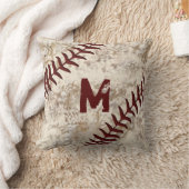 汚れた野球の枕あなたのモノグラム、ジャージー数 クッション (ブランケット)