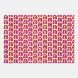 汚れた髪の不気味な人形の頭 ラッピングペーパーシート