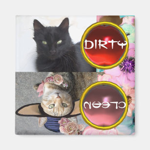 汚れた黒猫およびプリンセスTATUSはきれいになります マグネット