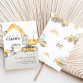 汚れた3歳の建設現場の誕生日パーティー招待状 招待状