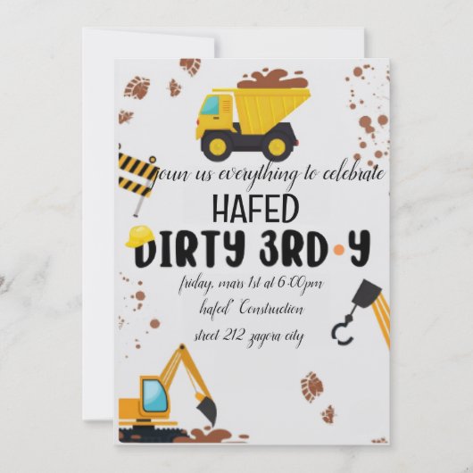 汚れた3歳の誕生日パーティーの招待状 シーズンカード (正面)