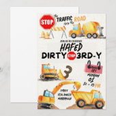 汚れた3歳の誕生日招待状 招待状 (正面/裏面)