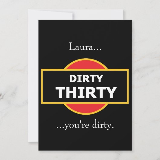 汚れた30匹の招待状の誕生日30 招待状 (裏面)